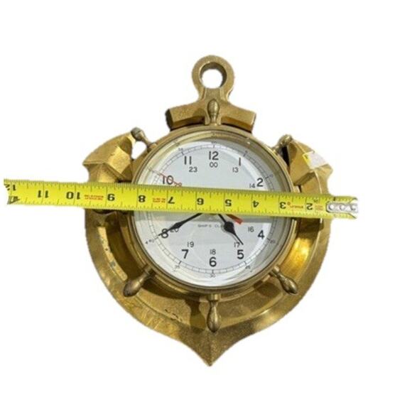 Vintage Ship's Time Solid Brass Quartz Ship Anchor Wall Clock Nautical Beach - Picture 5 of 6
